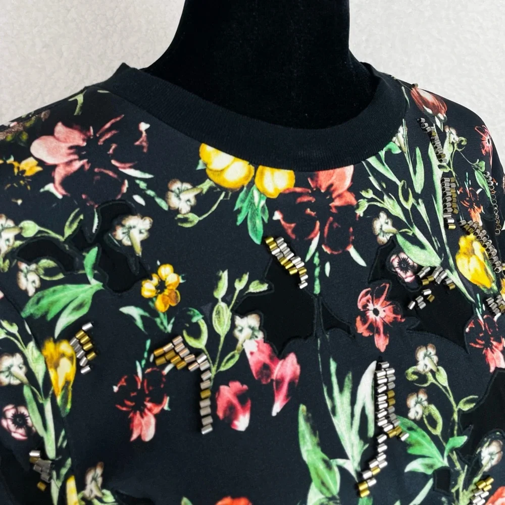 3.1 PHILLIP LIM • Multicolored Floral Beaded Silk Mini Dress, 4 - Picture 9 of 14